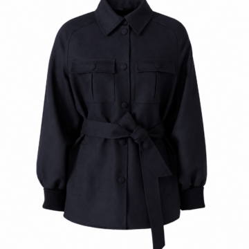 Ivory Funnel Neck Belted Coat