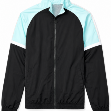 Black Color-Block Track Jacket with Mesh Lining